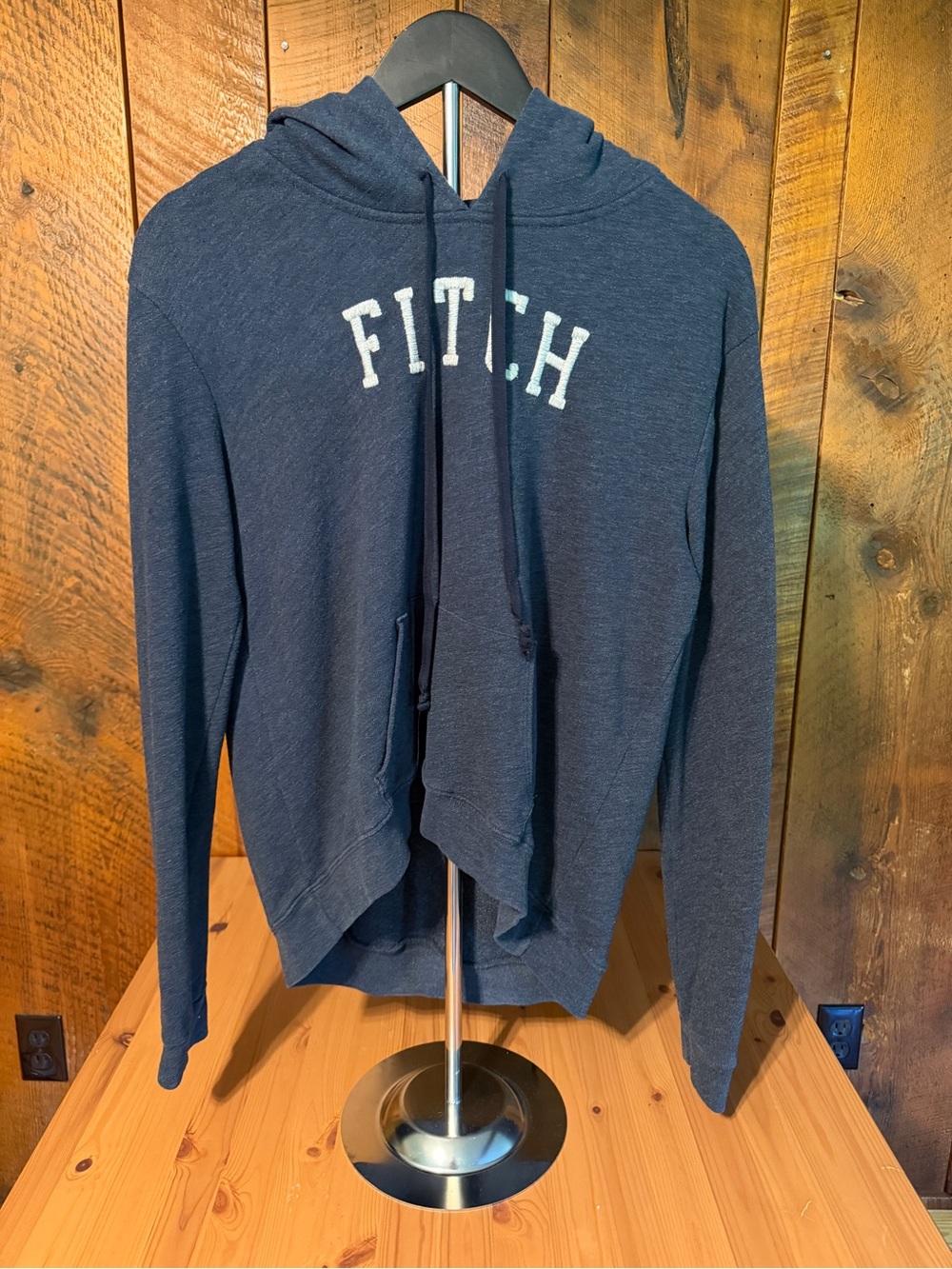 Vtg Abercrombie & Fitch Women's Y2K Spellout Hoodie Navy Blue Collegiate L